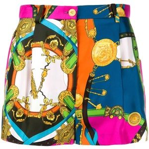 Versace Multicolored Barocco Print Shorts
